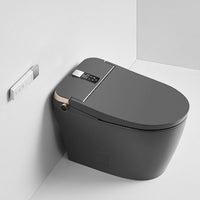 Feminine wash gentle bidet spray on Milano matte gray toilet with adjustable temperature
