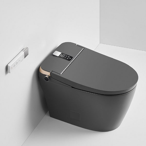 Feminine wash gentle bidet spray on Milano matte gray toilet with adjustable temperature