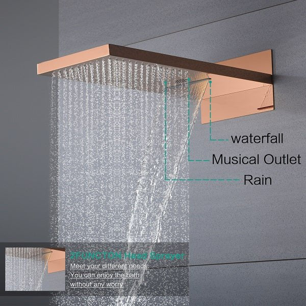 Cascada Capri 9"x22” Music LED Shower System with Bluetooth, LED Lights & Body Jets