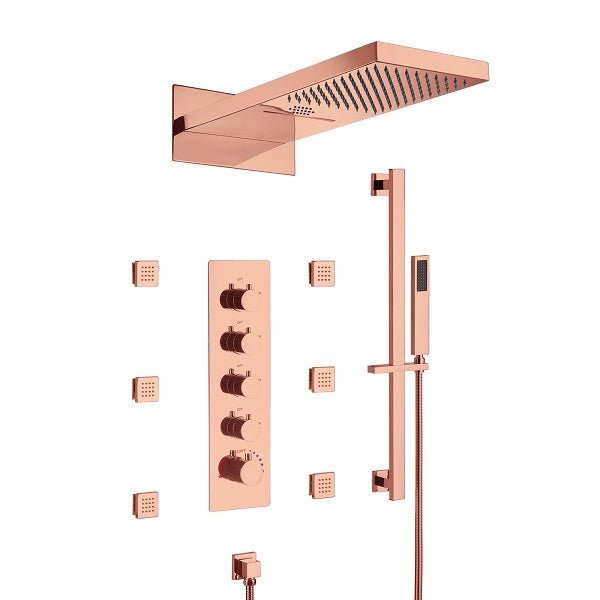 Cascada Capri 9"x22” Music LED Shower System with Bluetooth, LED Lights & Body Jets