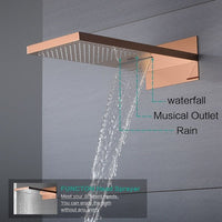 Cascada Capri 9"x22” Music LED Shower System with Bluetooth, LED Lights & Body Jets