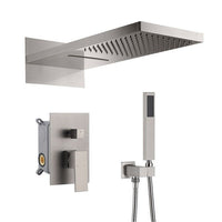 9x22 stainless steel rainfall and waterfall shower head in brushed nickel finish