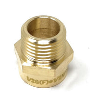 Brass pipe fitting on a white background