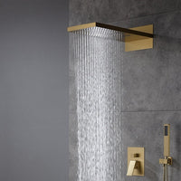 Cascada Amadora brushed gold shower system installed in modern bathroom