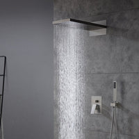 9x22 stainless steel rainfall and waterfall shower head in brushed nickel