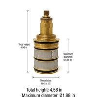 Brass fitting with measurements on a white background