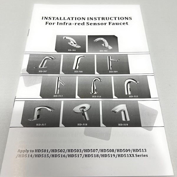 Installation instructions for an infra-red sensor faucet 