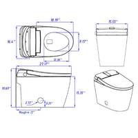 Technical drawing of Cascada Milano white smart toilet