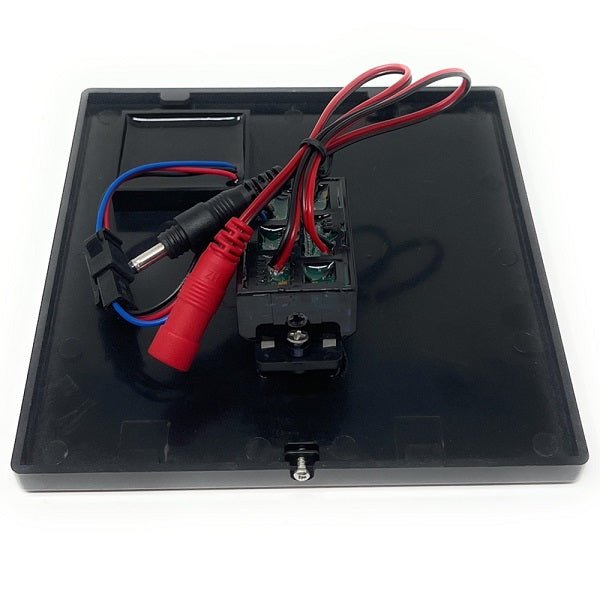 Close-up of Cascada sensor flush valve with AC/DC power details
