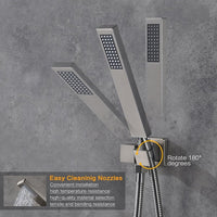 Cascada Amadora brushed nickel shower system installed in modern bathroom