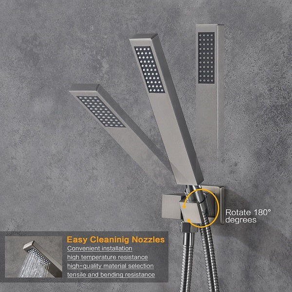 Cascada Amadora brushed nickel shower system installed in modern bathroom