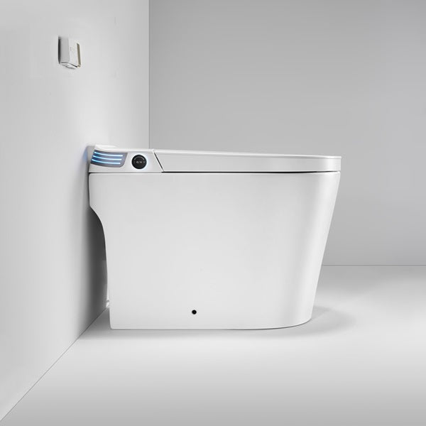 White Annecy smart toilet rear view with built-in water tank and ambient lighting feature