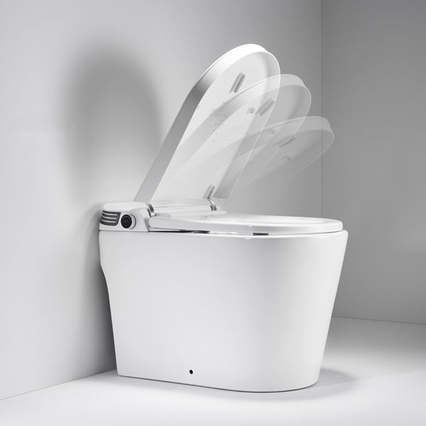 Self-cleaning bidet nozzle extended from Annecy smart toilet in spray position
