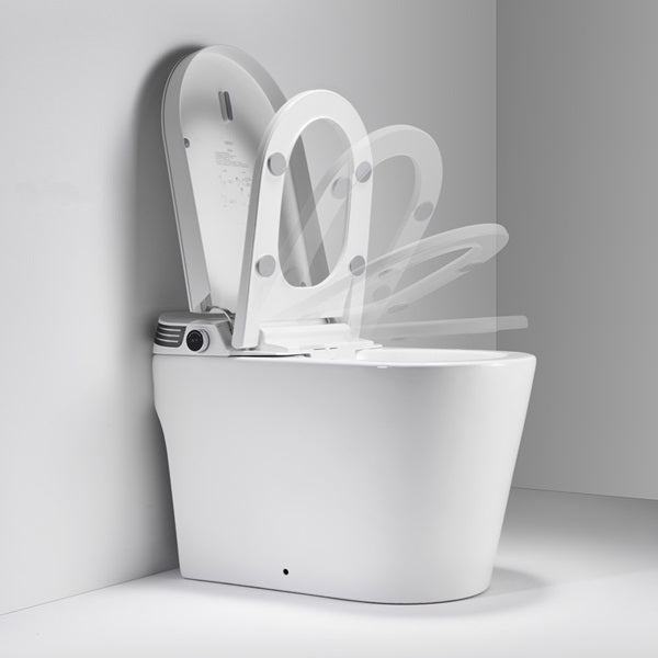 Annecy smart toilet with open lid showing ceramic bowl and self-cleaning bidet nozzle