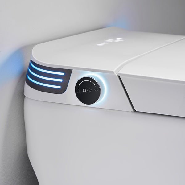 Annecy smart toilet with ambient side lighting and bowl night light both activated