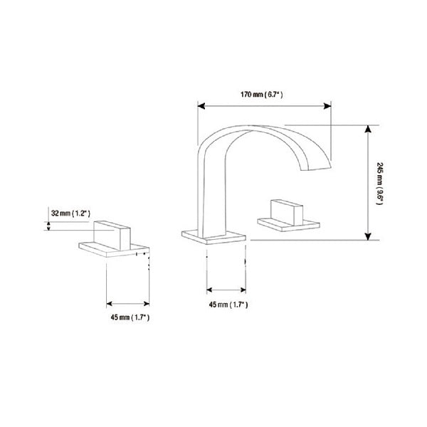 Cascada Classic Design Waterfall Bathroom Sink Faucet with 2 Square