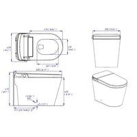 Technical drawing of an Annecy smart toilet in inches