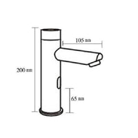 Technical drawing of a faucet with dimensions labeled
