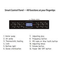 Smart control panel with labeled functions of Cascada Venice jacuzzi bathtub