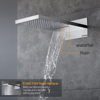 9x22 stainless steel rainfall and waterfall shower head in polished chrome