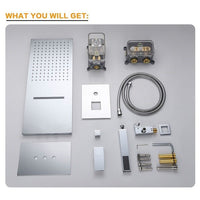 Full shower system showing top shower and handheld set