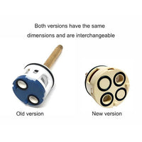 2-way diverter compatibility infographic — old and new valve version comparison