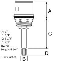 Tuscany bottom knob diverter cartridge dimensions Inches— 3.97 x 1.31 x 1.31 inch CSSL85675 i
