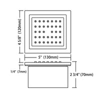 Cascada body spray jet scale diagram – human figure size reference flush mount wall