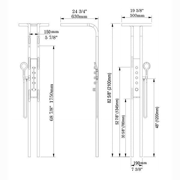 Cascada AquaTech Elite 80" Polished Chrome Circular Shower Panel System - Cascada Showers
