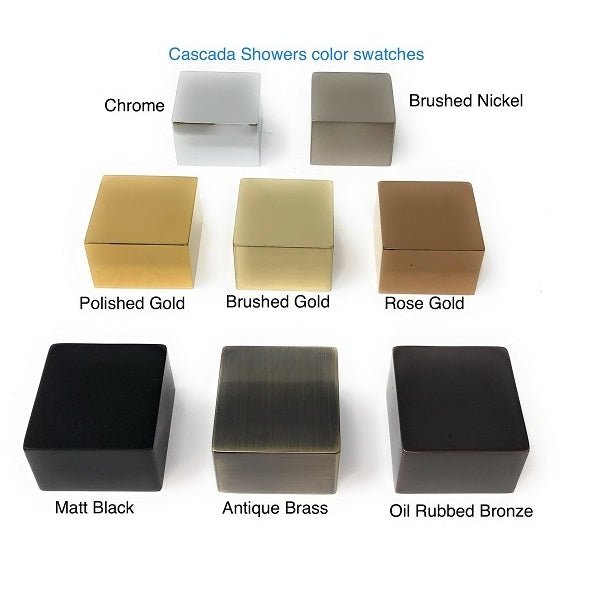 Color swatches of Cascada Showers in various finishes