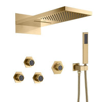 Gold shower head and control panel set of Cascada Aspen shower system