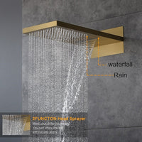 Waterfall function flowing from the 9x22 inch LED showerhead