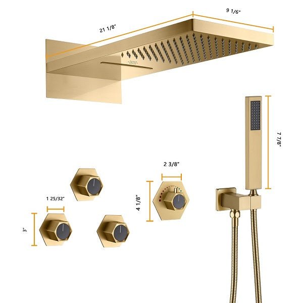 Cascada Aspen shower head and control set with measurements