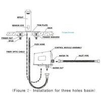 Technical diagram of a shower installation with labeled parts 