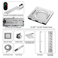 Technical layout showing valve and jet placements for Bellagio shower