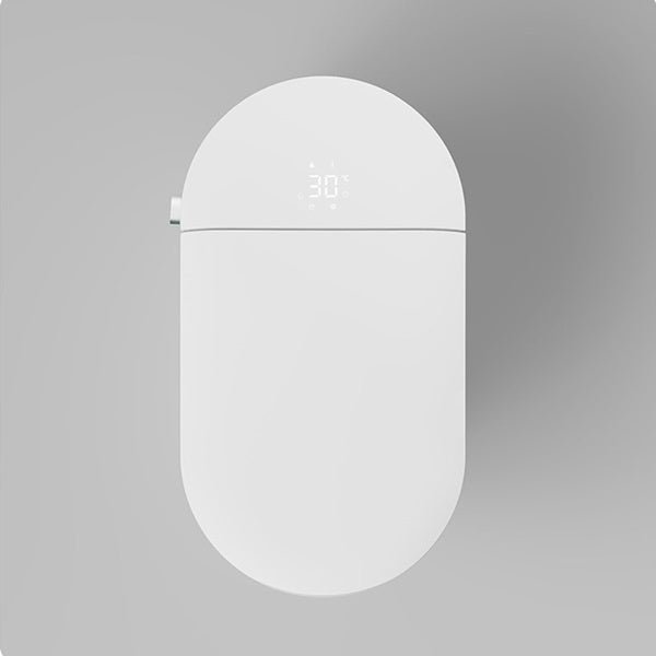 White electronic device with digital display on a gray background