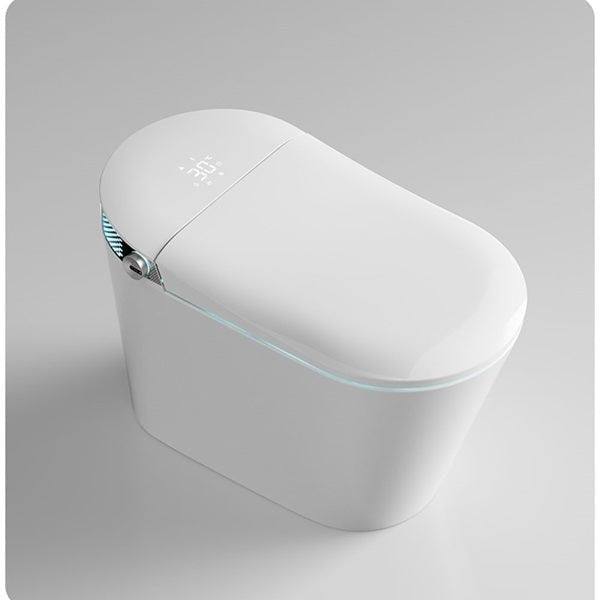 White smart toilet bowl on a gray background