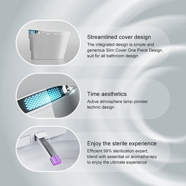 Product with sterilization features and design details on a light gray background