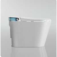 Modern white bidet toilet on a gray background