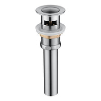 Top view of chrome Cascada pop-up drain with push button and overflow slot