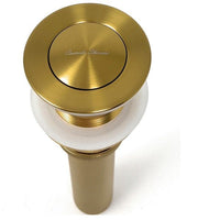 Pop-up drain stopper for bathroom sinks with anti-clog strainer and brass construction