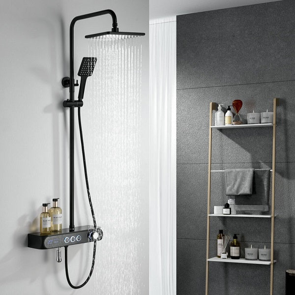 Complete matte black digital shower head set – Cascada Caesar 3 function thermostatic