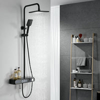 Complete matte black digital shower head set – Cascada Caesar 3 function thermostatic