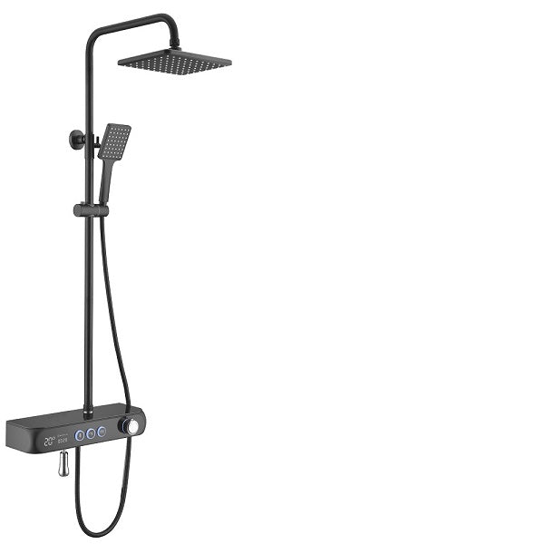 Matte black aluminum digital shower faucet body round knob – Cascada Showers