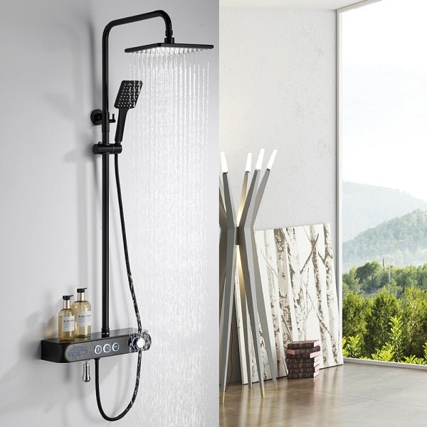 Matte black aluminum digital shower faucet body round knob – Cascada Showers