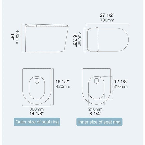 Cascada Capri Smart Toilet with Auto Open, Voice Control & Bidet Functions