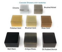 Color swatches of Cascada Showers in various finishes 