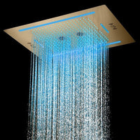 Cascada Florence 23"x31" Brushed Gold Music LED Shower Head - Cascada Showers