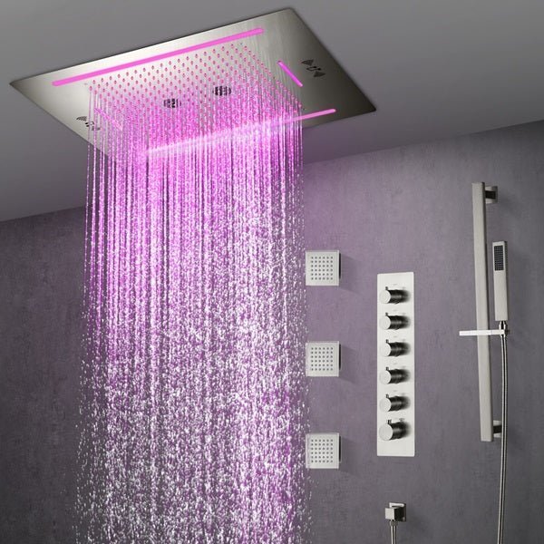 Cascada Florence 23"x31" Brushed Nickel Music LED Shower System - Cascada Showers