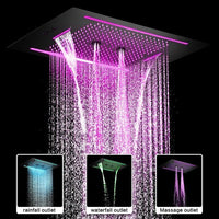 Cascada Florence 23"x31" Matte Black Music LED Shower Head - Cascada Showers